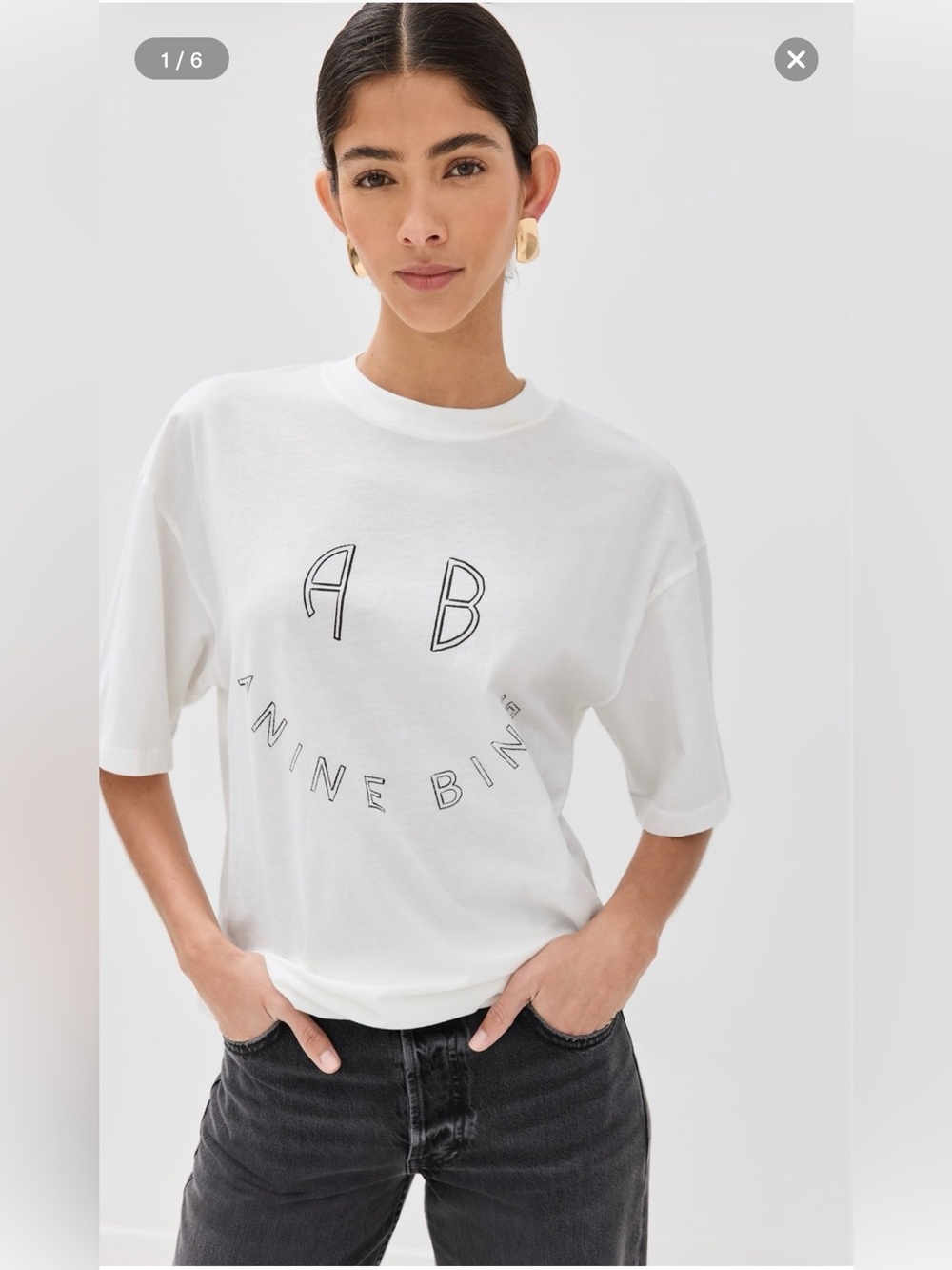 Anine Bing White Kent Smiley Tee